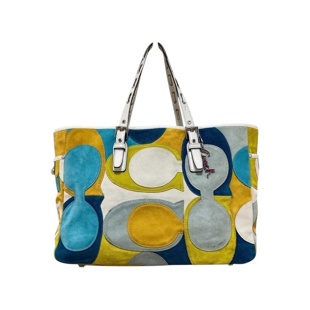 Coach Gallery Tote Optic Signature Suede Patchwork Multicolor F03682